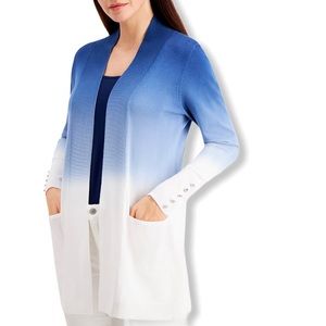 Jm Collection Dip-Dyed Button-Trimmed Cardigan